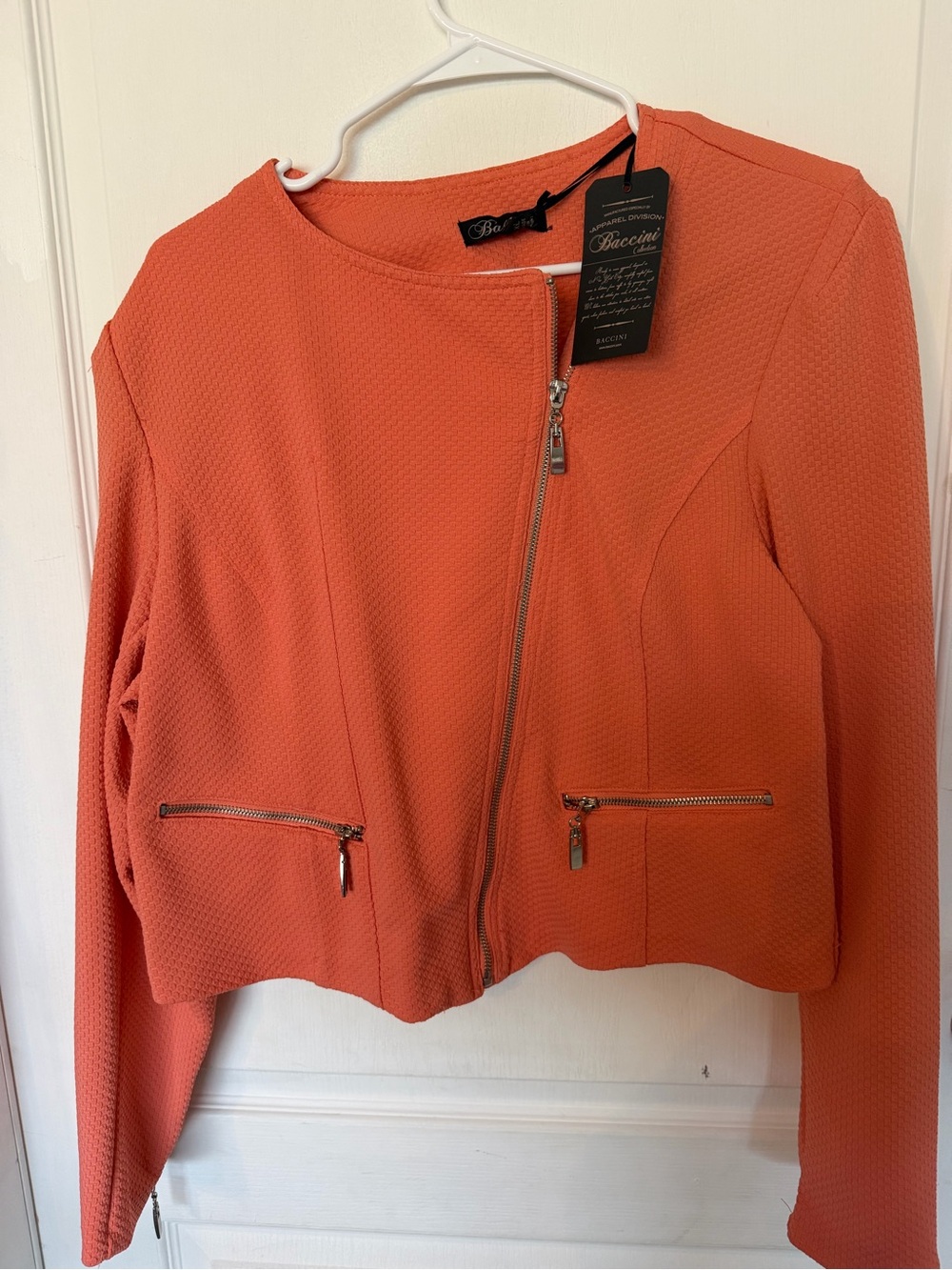 Baccini Coral Zip-Front Textured Blazer